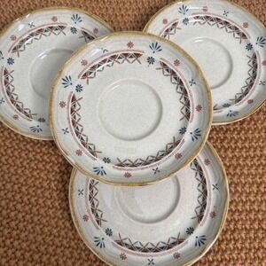 International‎ Stoneware Saucers Set of 4 Speckled Floral Pattern Japan
